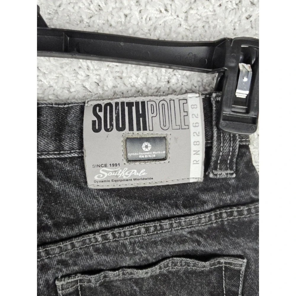 Vintage SouthPole Y2K Dark Black Denim Baggy Skate Jeans Youth Kids Size 8 24x23